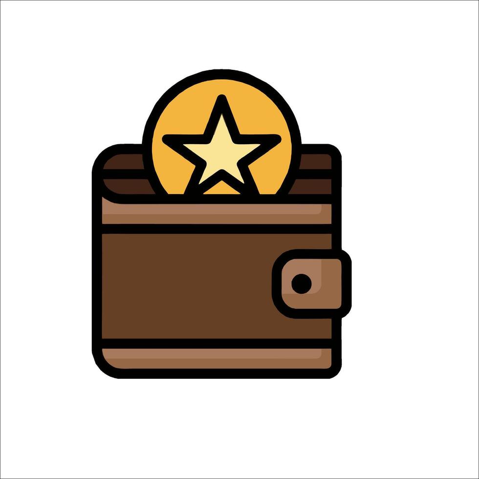 Wallet icon with gold coin and star illustration vector