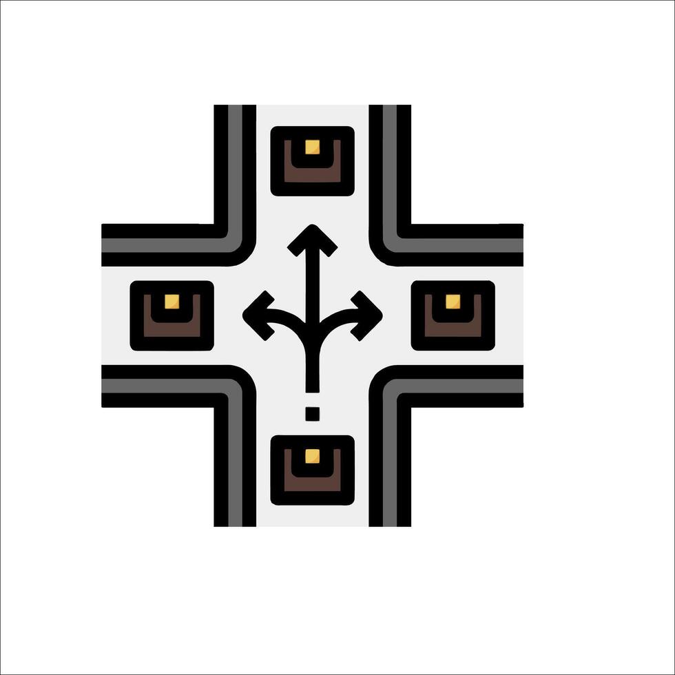 A cross with arrows and a symbol on it vector