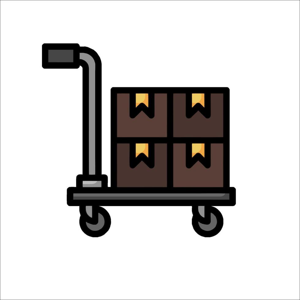 A cart with boxes on it, with a white background vector