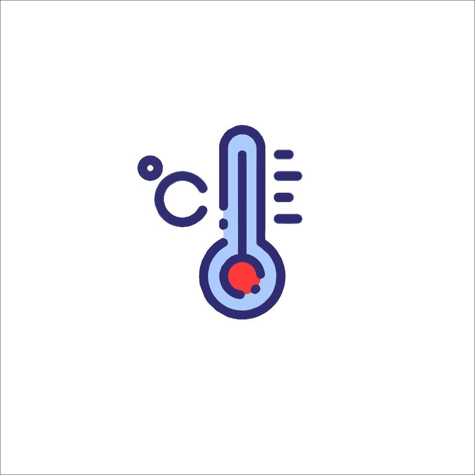 A thermometer icon with a red circle vector