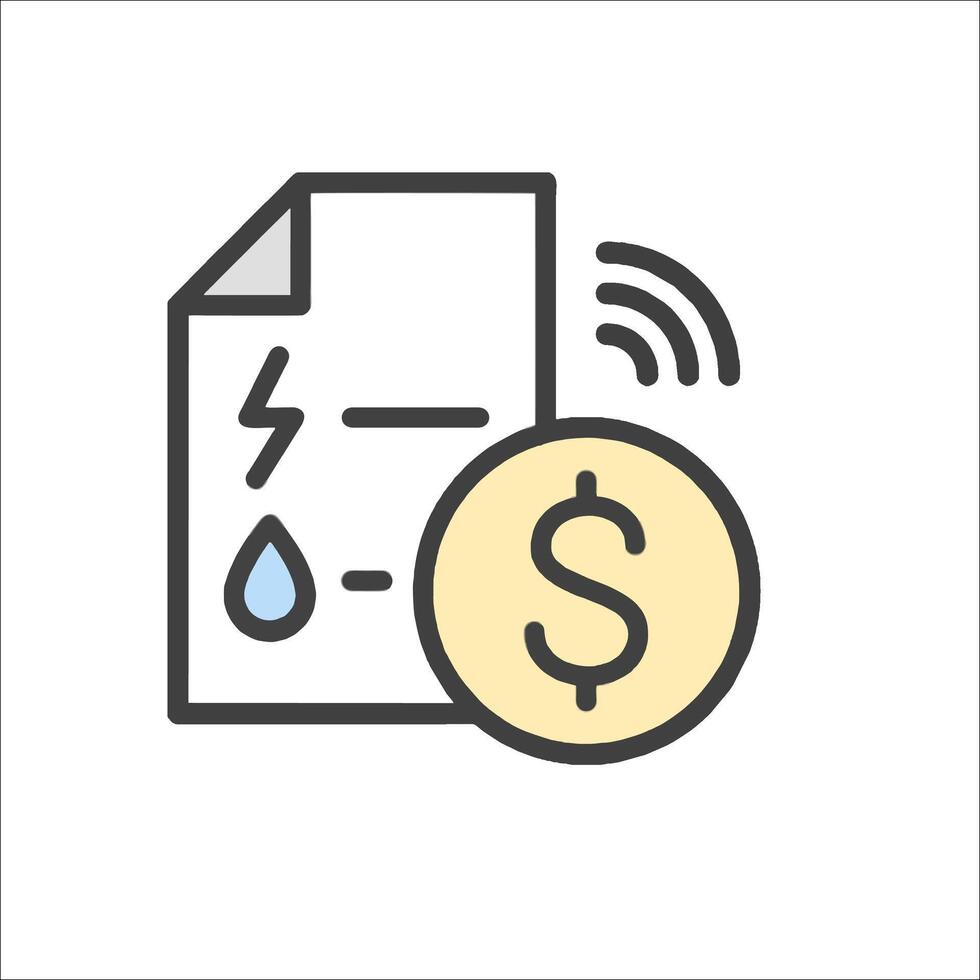 A dollar coin and a paper with a water drop icon vector