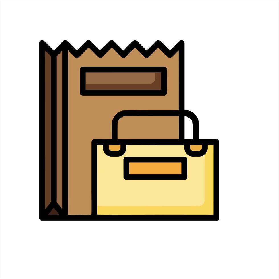 A brown bag and a briefcase icon vector