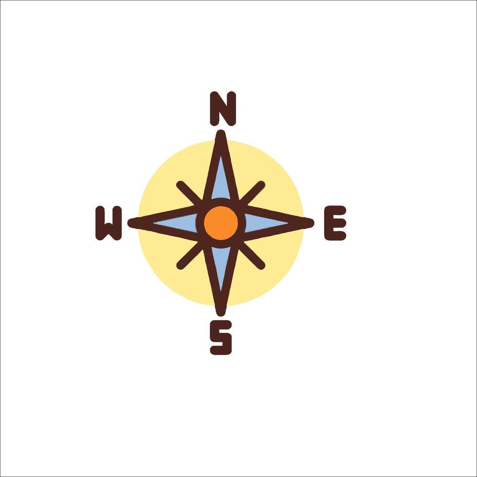 A compass icon with a sun and a star vector