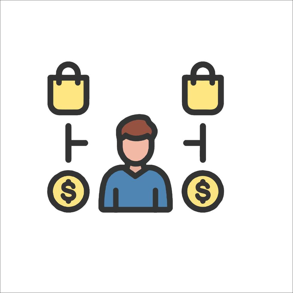 A man is holding a shopping bag and money vector