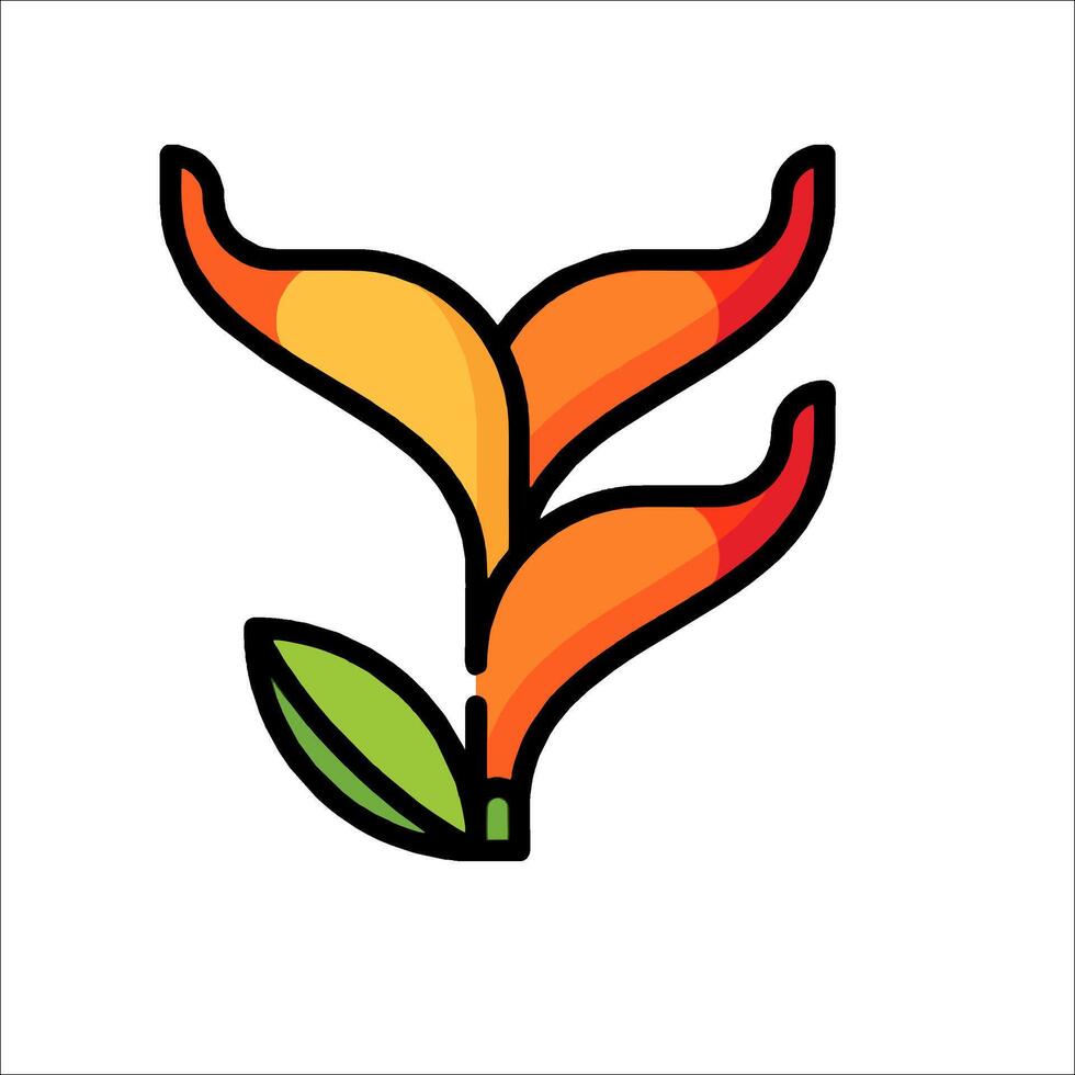 A flower with leaves and orange petals vector