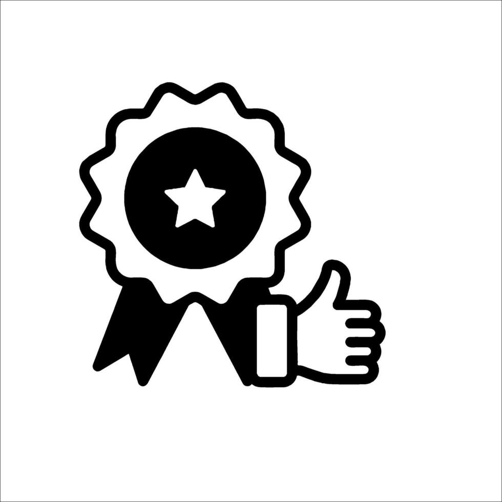 A black and white icon of a hand giving a thumbs up vector