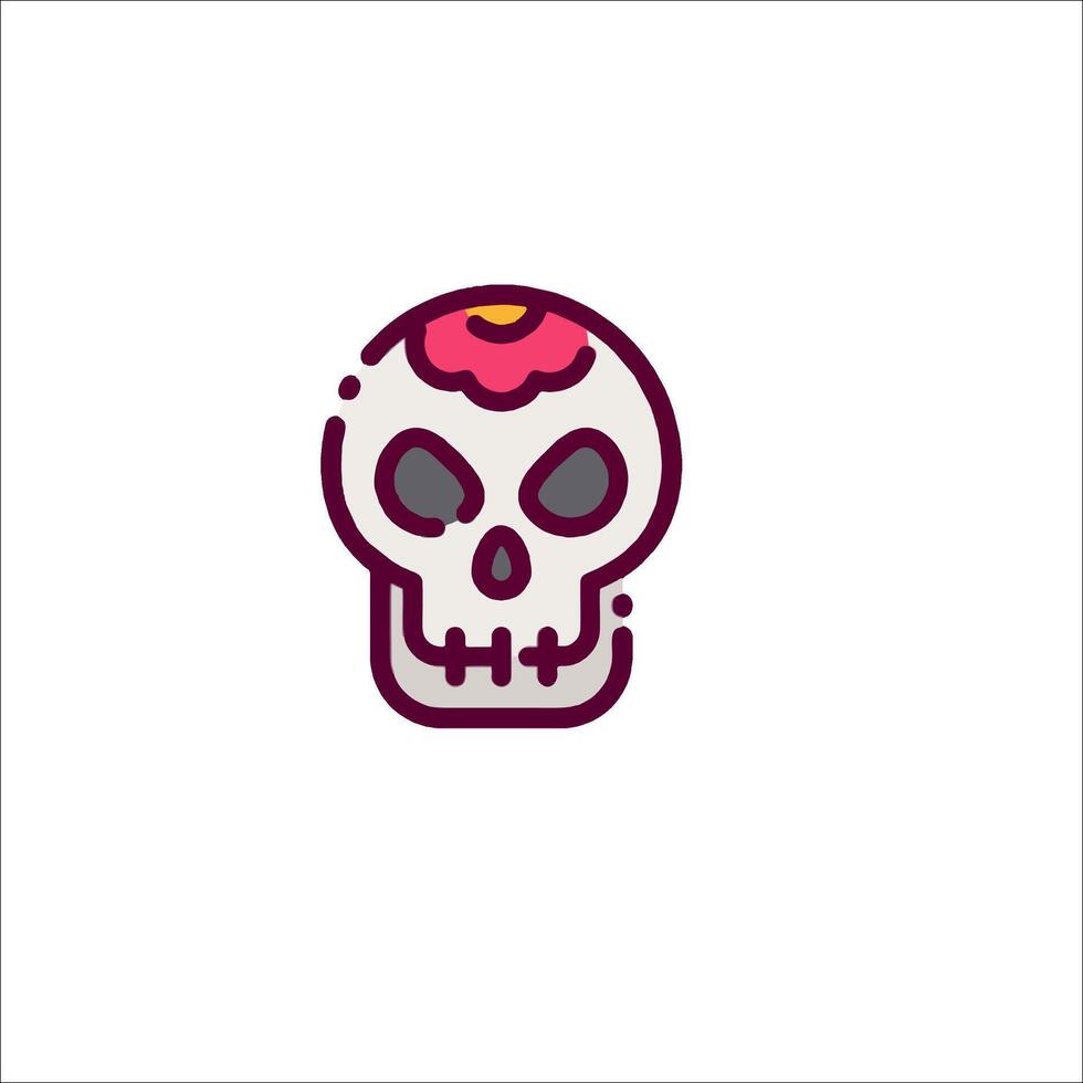 A skull with a pink flower on it vector