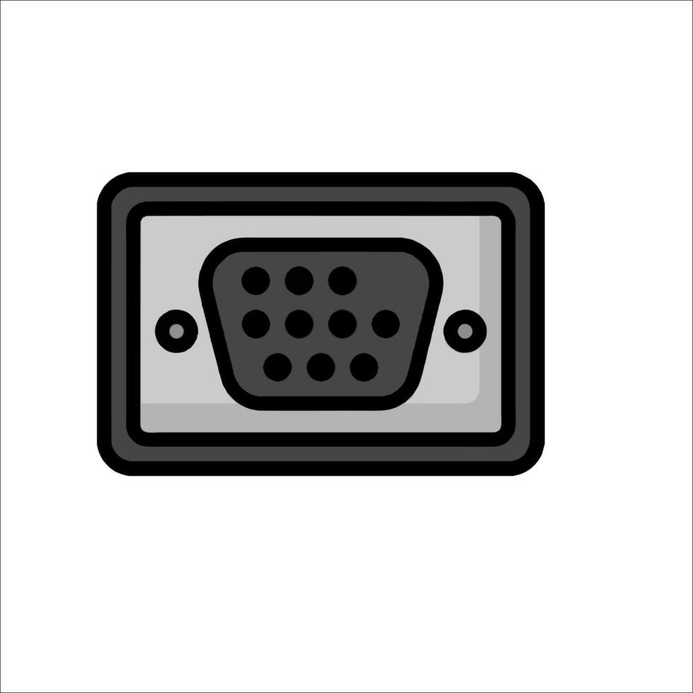 A black and white image of a computer port vector
