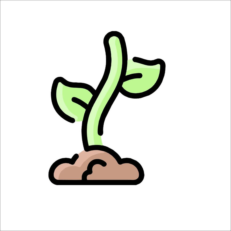 A cartoon plant with a green leaf growing out of the ground vector