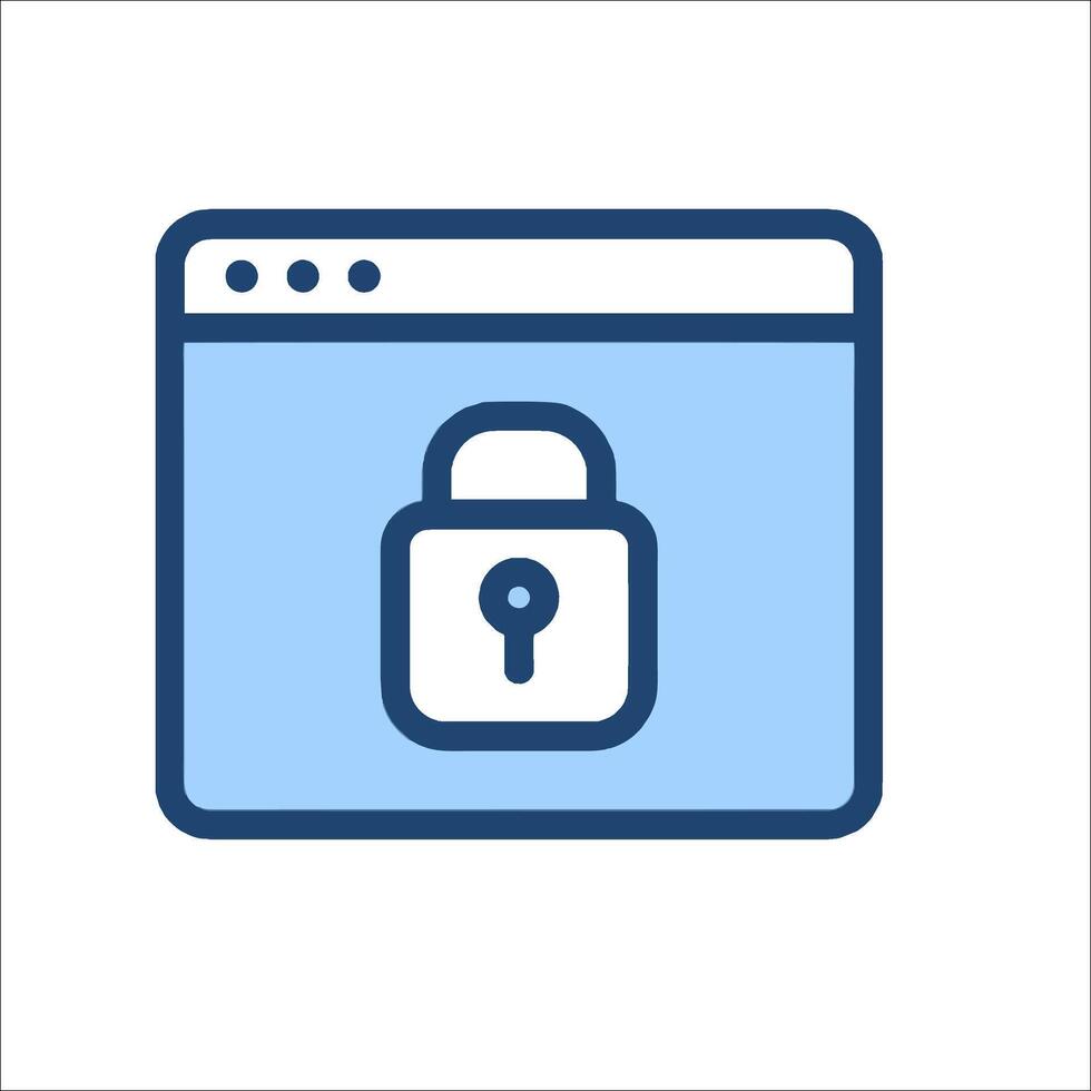 A blue icon of a padlock on a computer screen vector