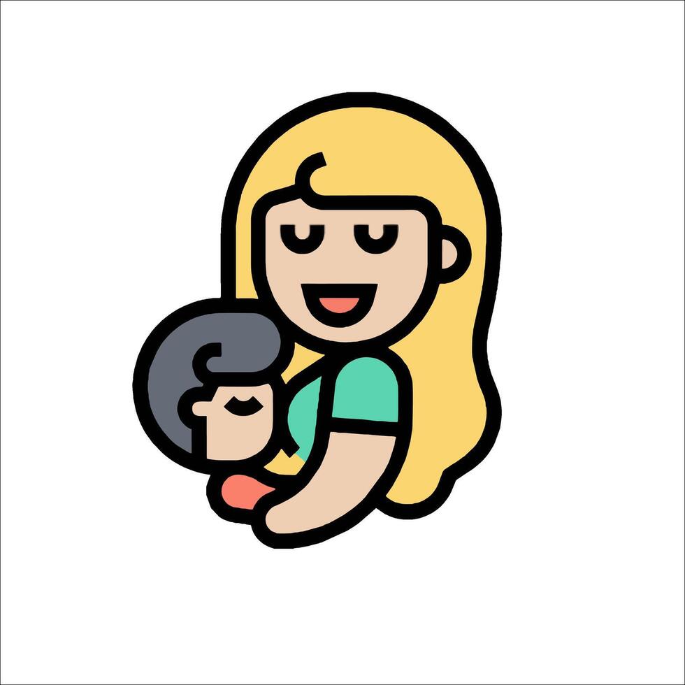 A cartoon woman holding a baby in her arms vector