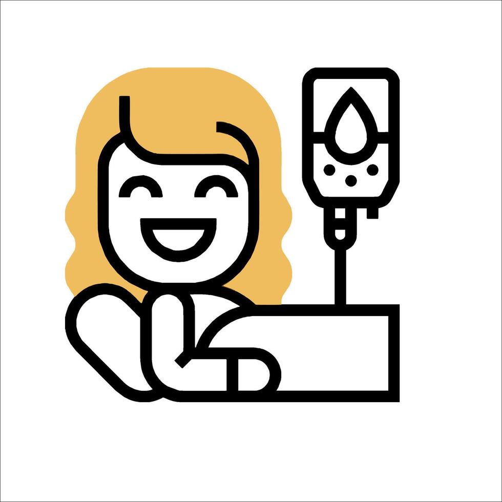 A woman is holding a drip and smiling vector