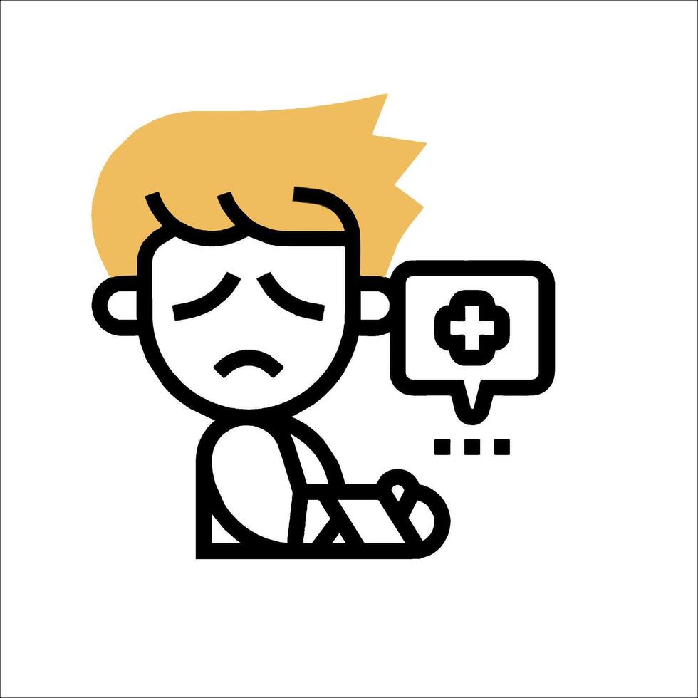 A cartoon man with a bandage on his arm vector