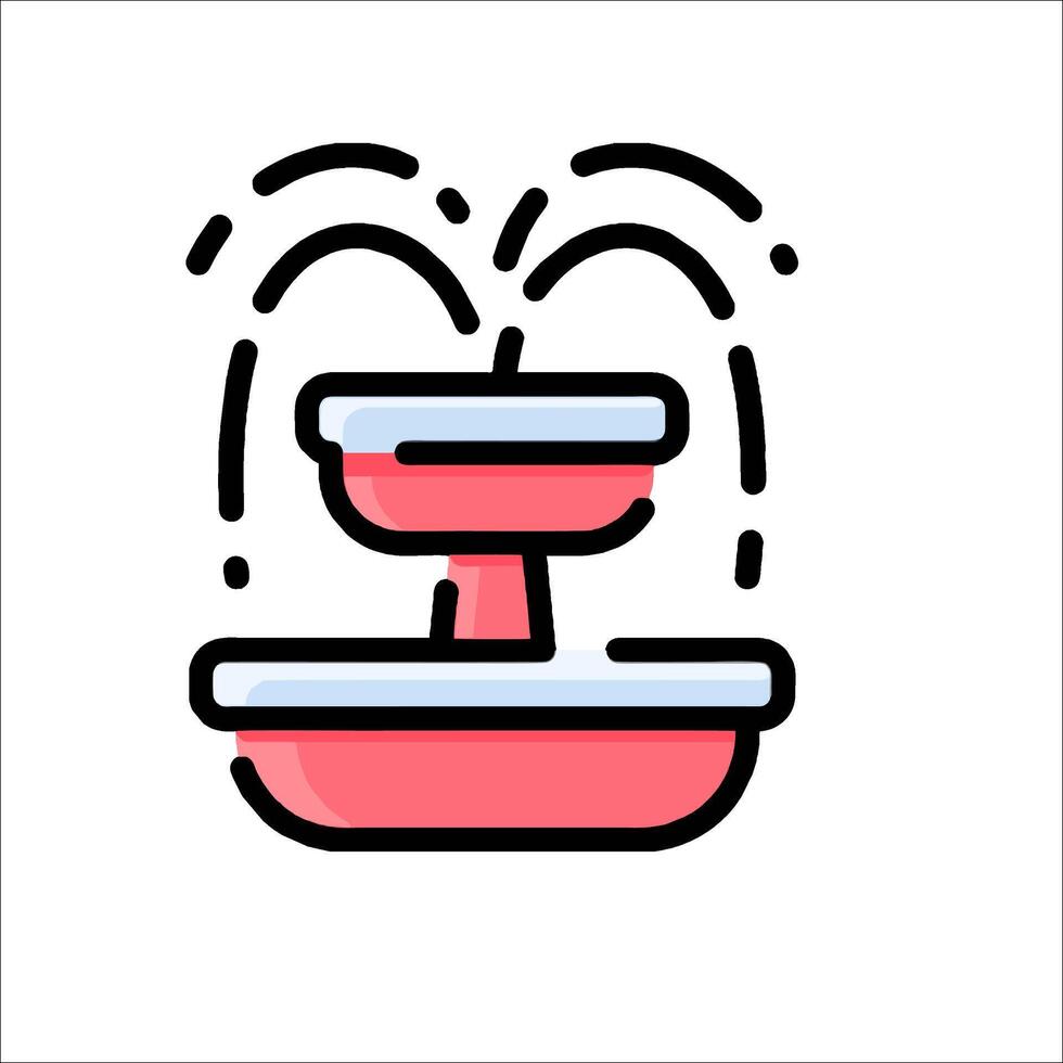 A red and pink fountain with water coming out of it vector