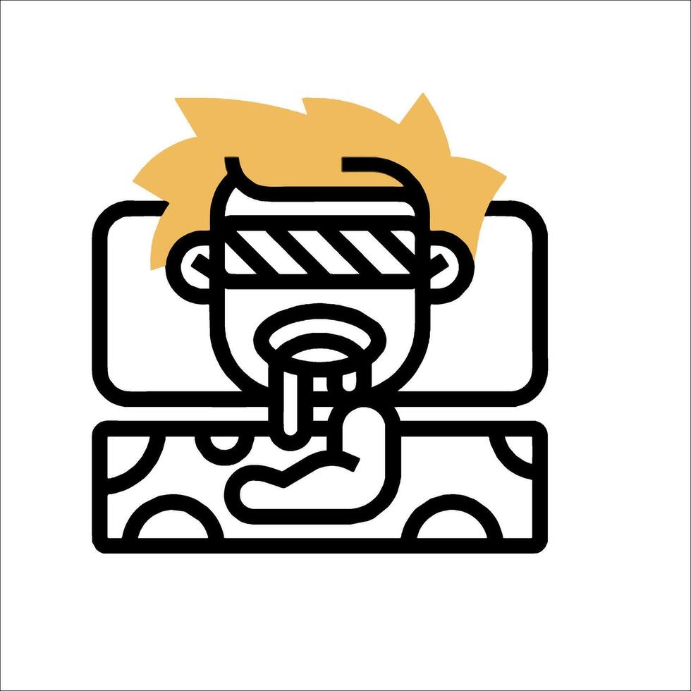 A man in bed with a pillow and a blanket vector