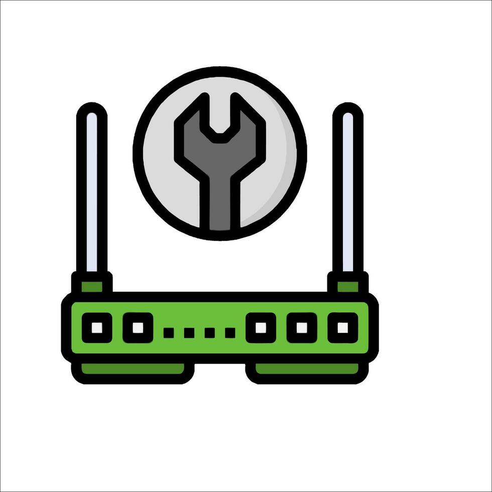A router with a wrench on top of it vector
