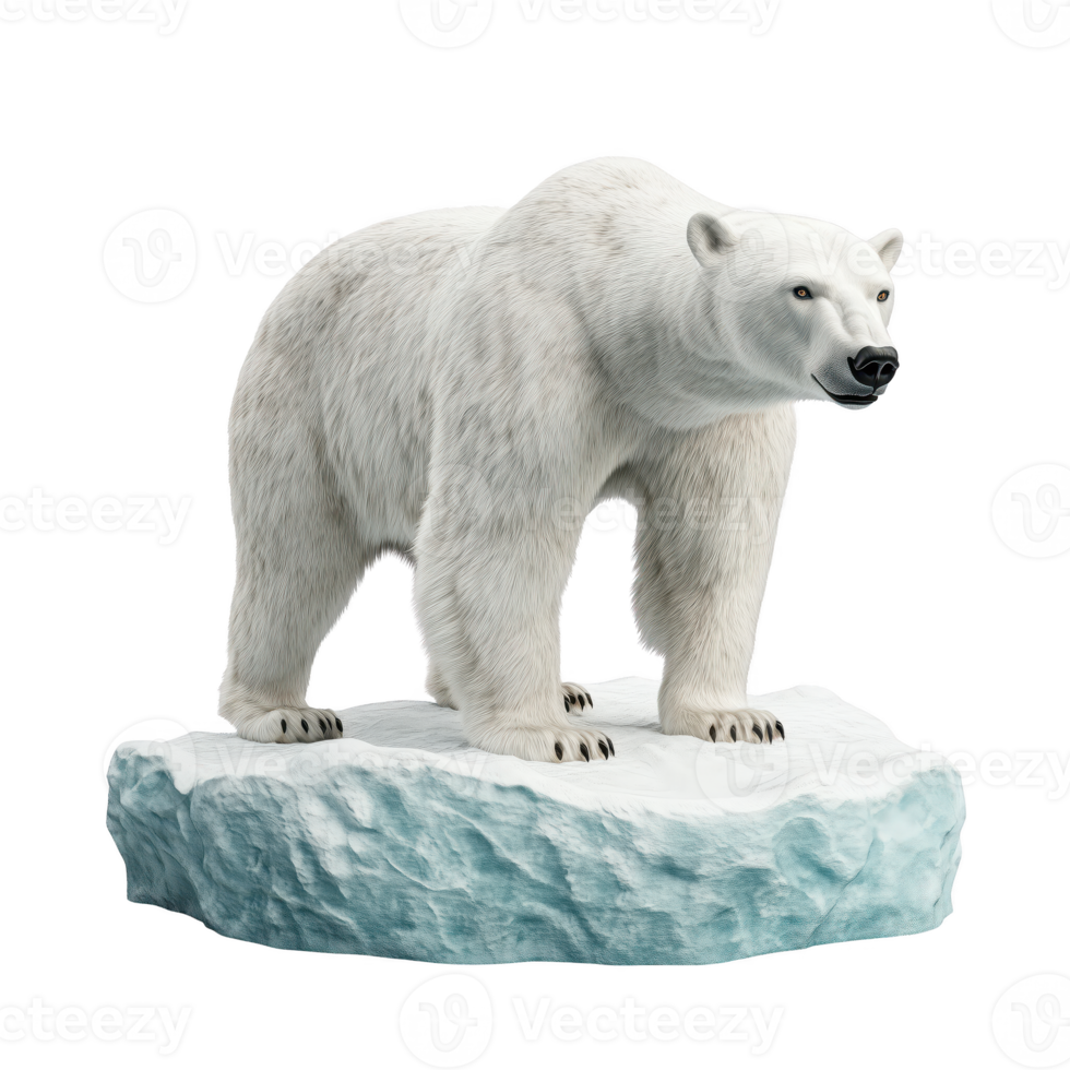 Polar bear standing on an ice floe, isolated on transparent background. png