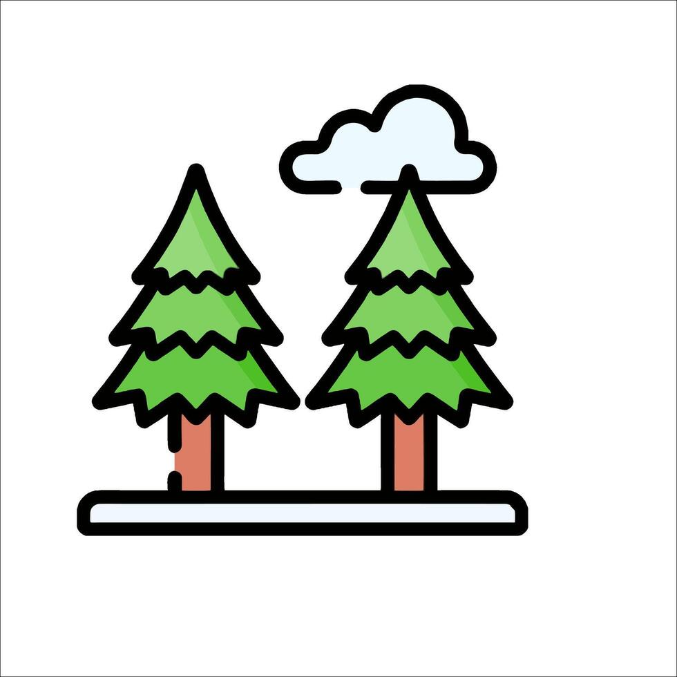 Two trees are standing in the snow with clouds in the background vector