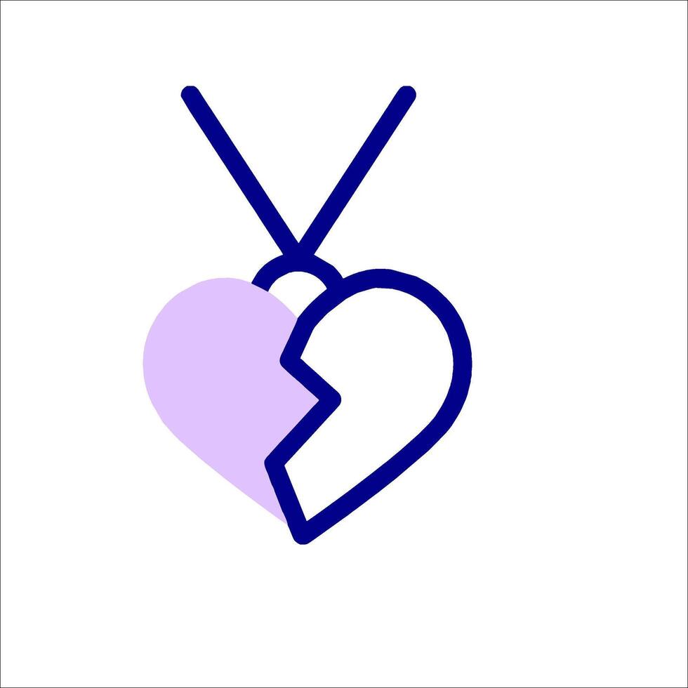 A broken heart with a purple and blue outline vector