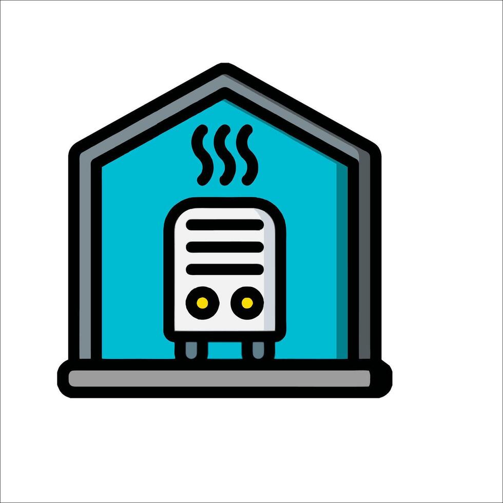 A house with a heater and a sign that says heating vector