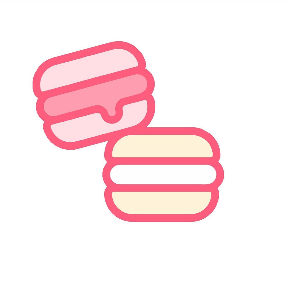 Two macarons are shown on a white background vector