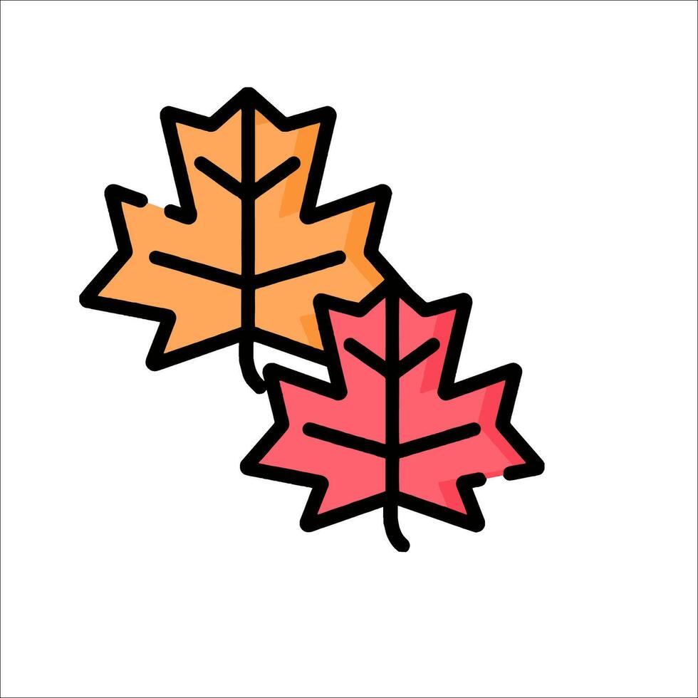 Two maple leaves are shown on a white background vector