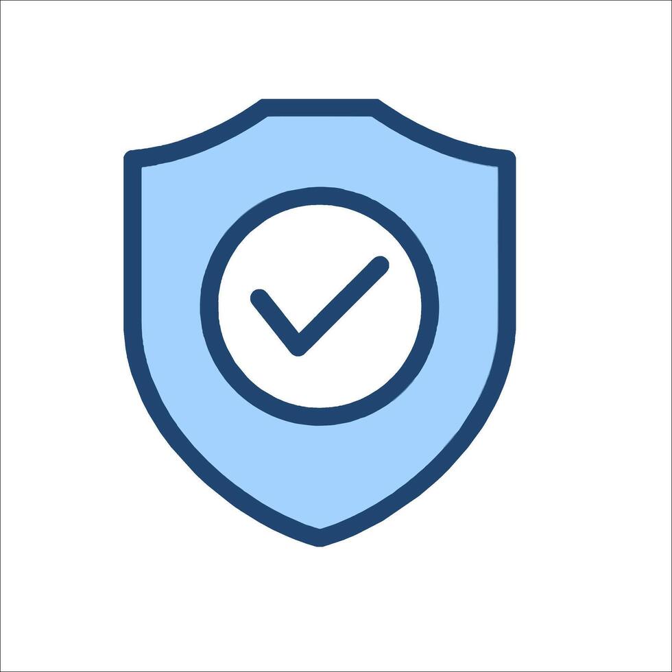 A blue shield with a tick mark on it vector