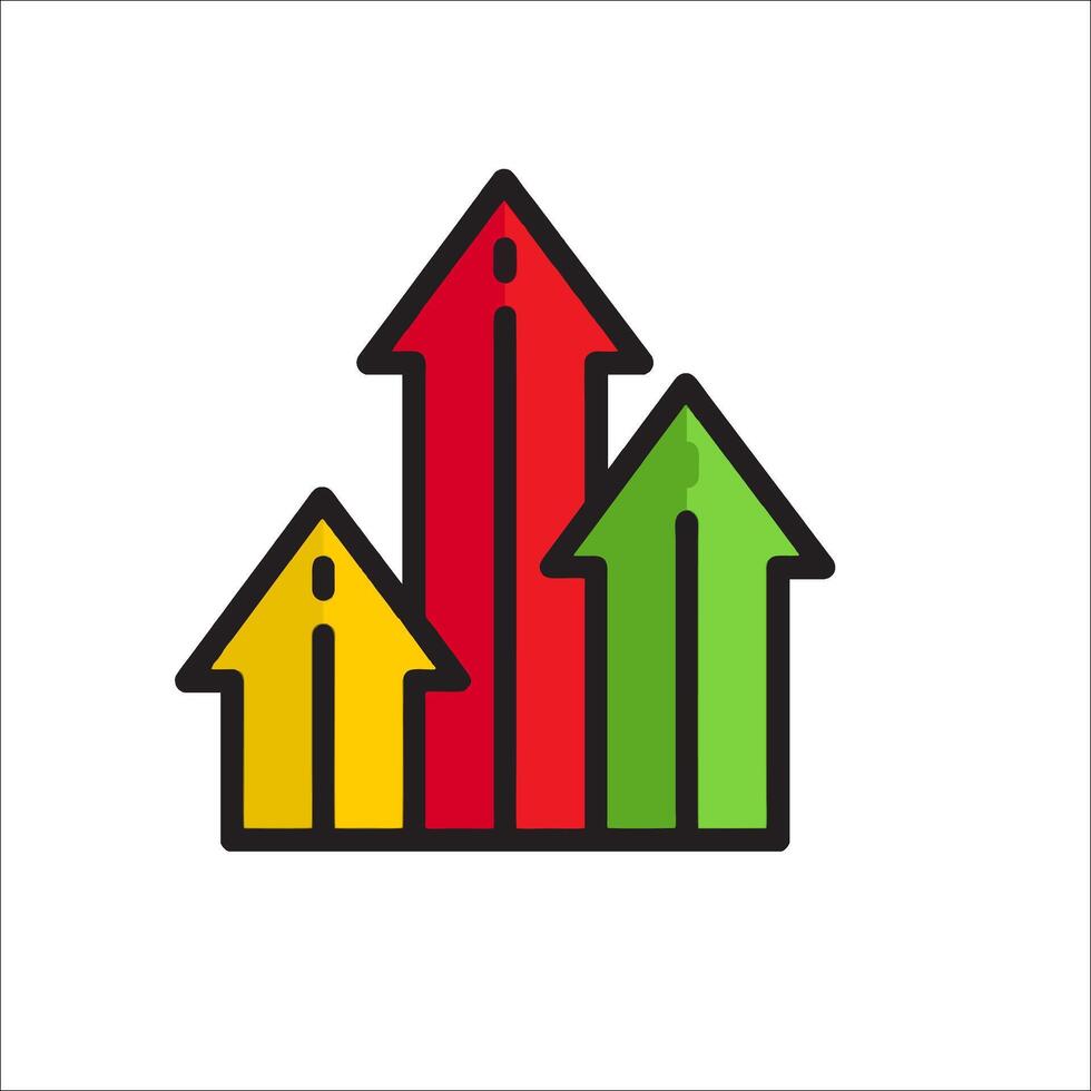 An arrow icon with a red, green and yellow arrow vector