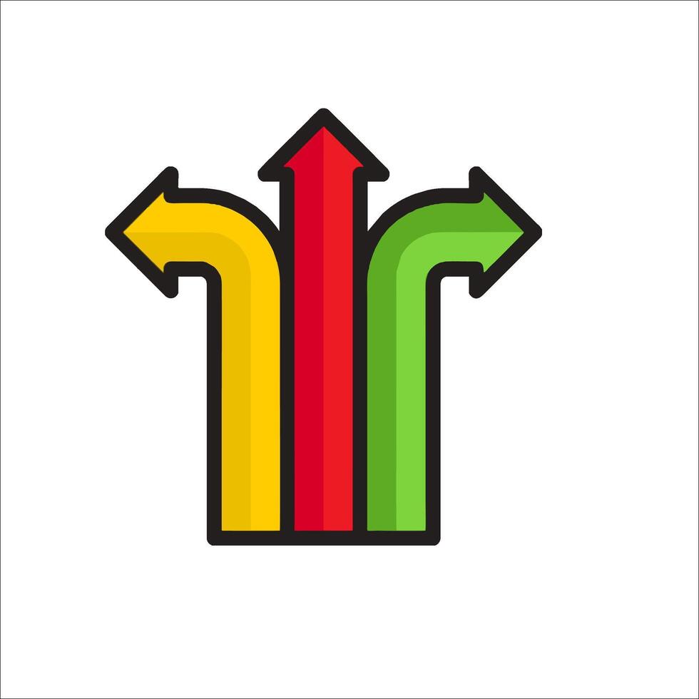 Three arrows pointing in different directions vector