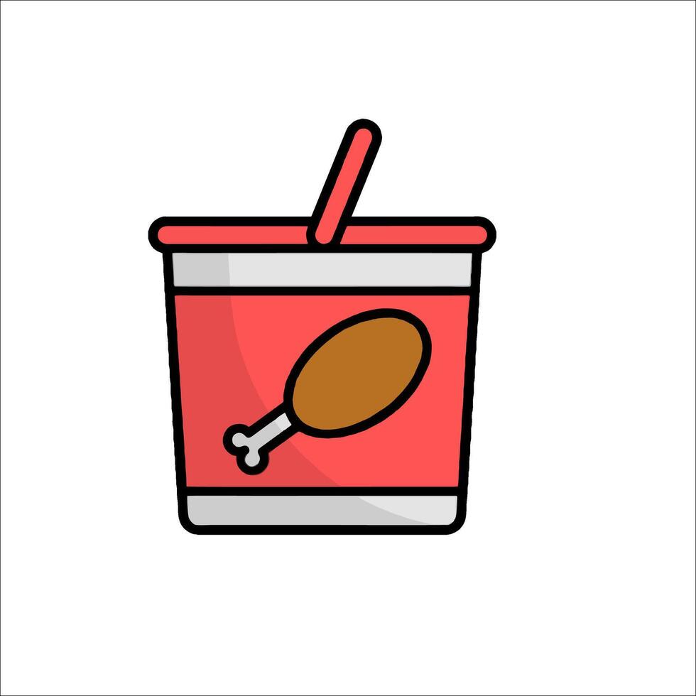 A chicken sandwich in a cup with a straw vector