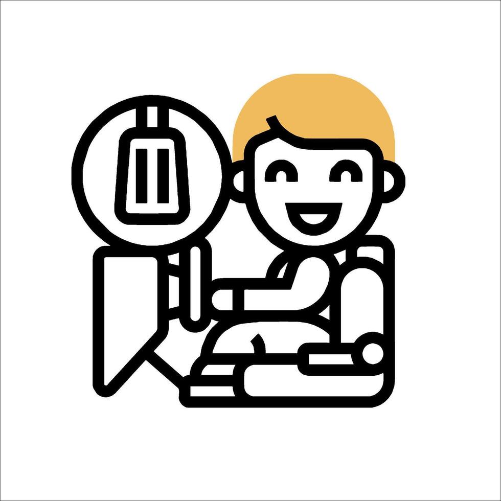 A man in a car with a steering wheel and a light vector