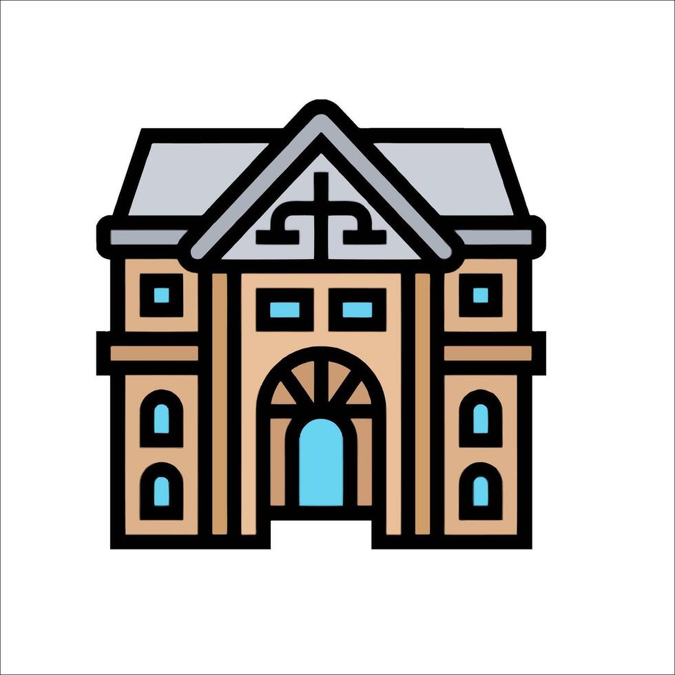 A building icon with a cross on it vector
