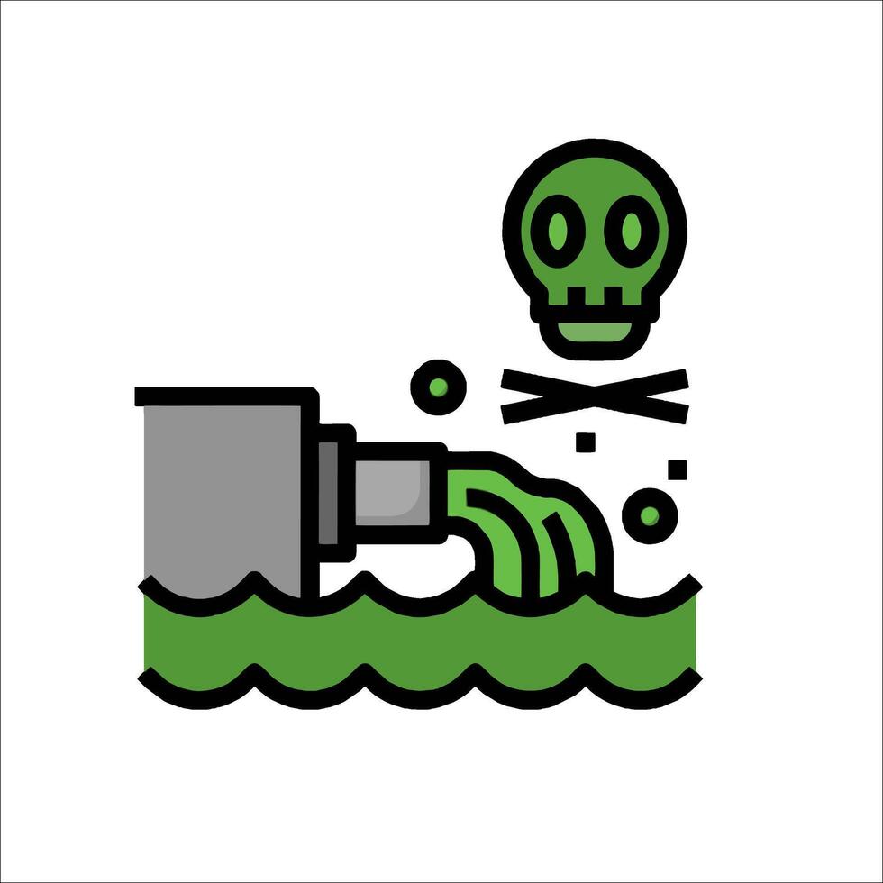 A green and black skull and crossbones on a water pipe vector
