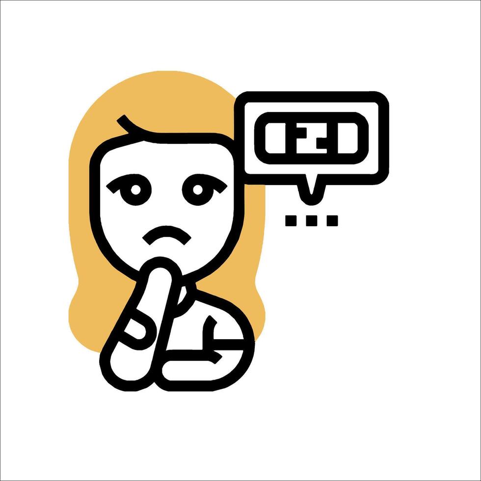 A woman is thinking about something on a white background vector
