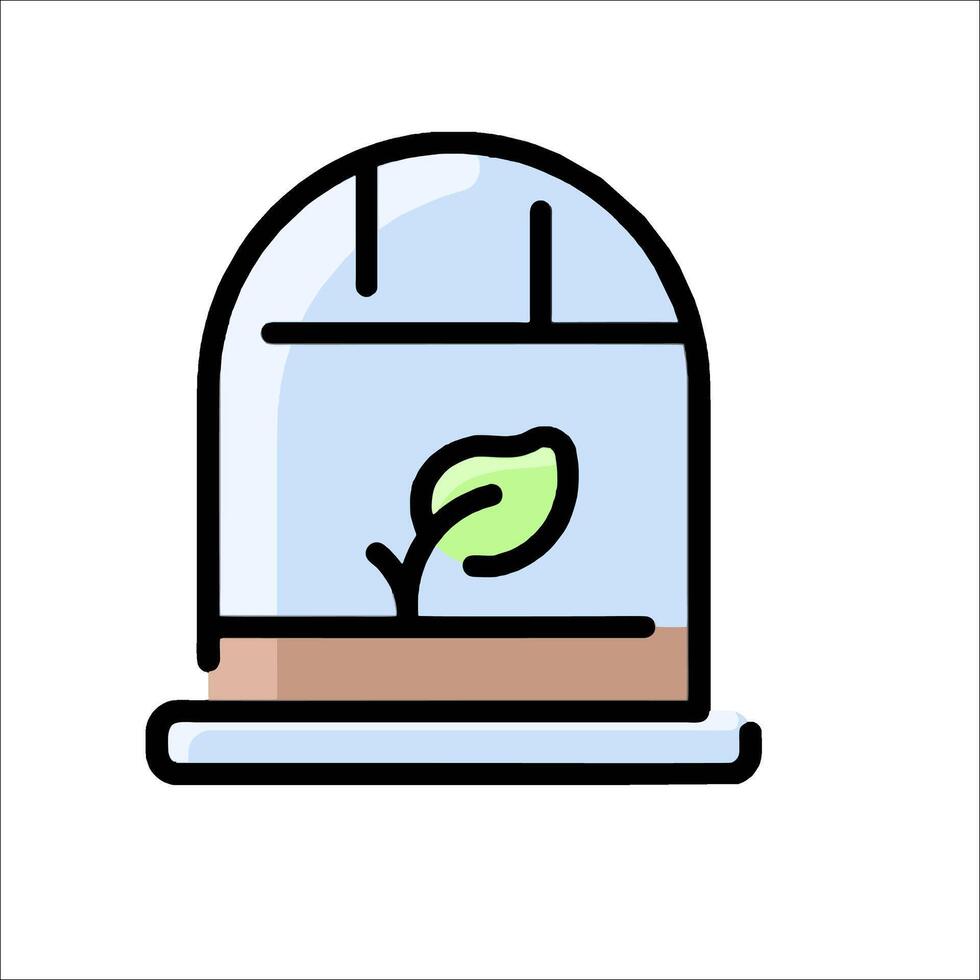 A plant in a glass dome with a green leaf vector