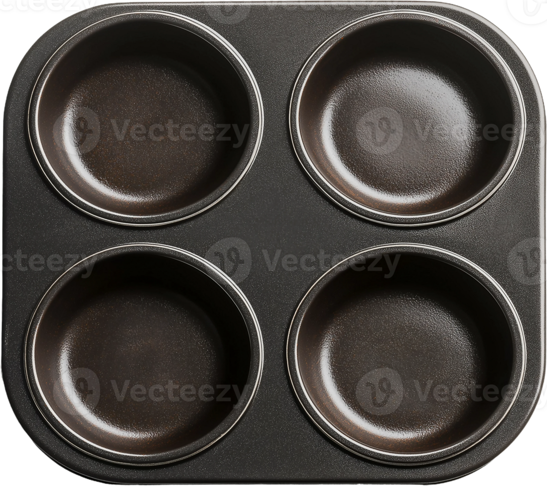 A muffin pan with four cups in it png