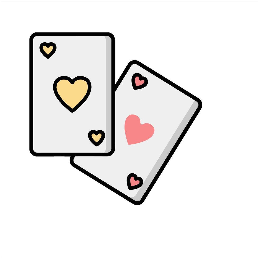 Two playing cards with hearts on them vector