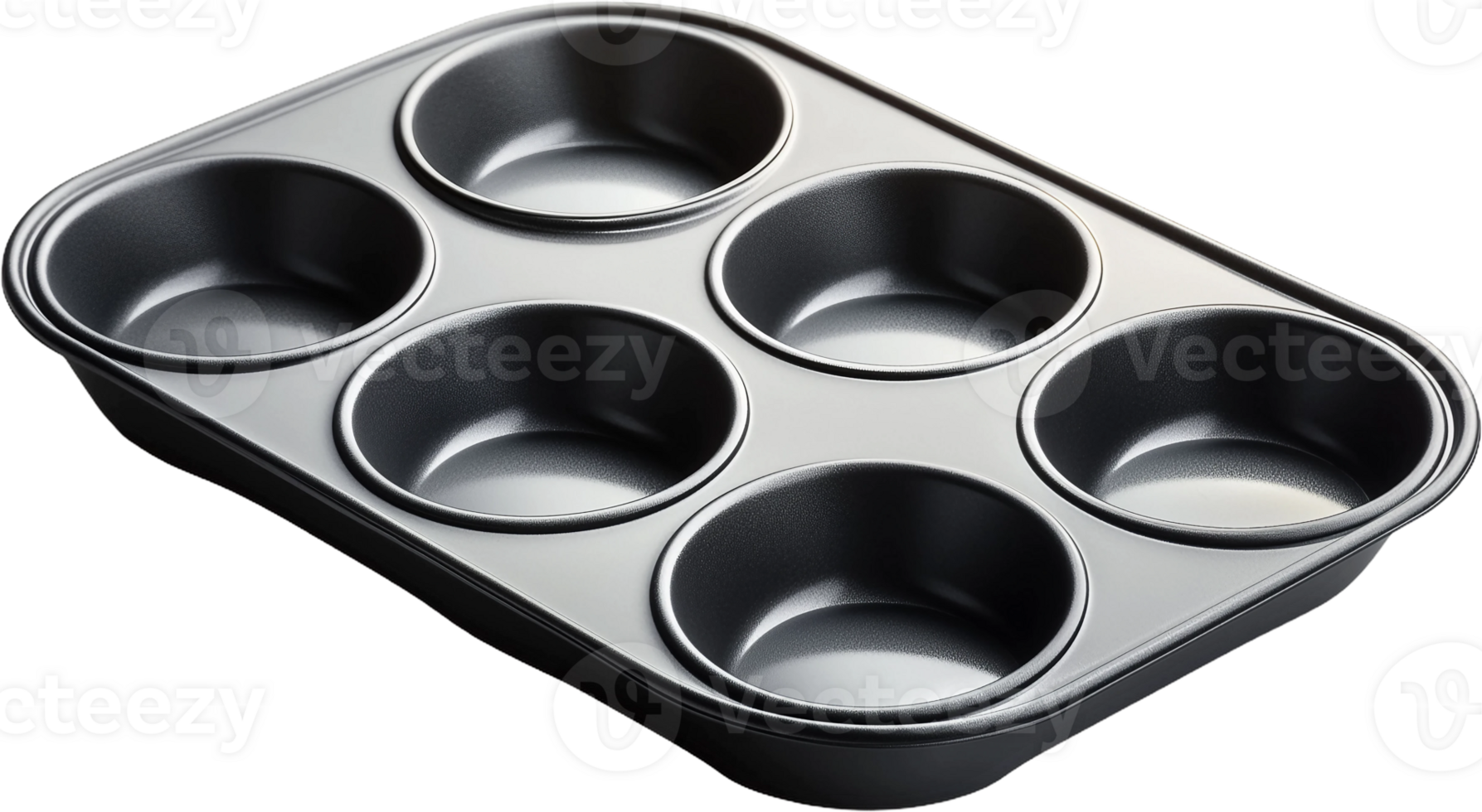 a metal muffin pan with six cups in it png