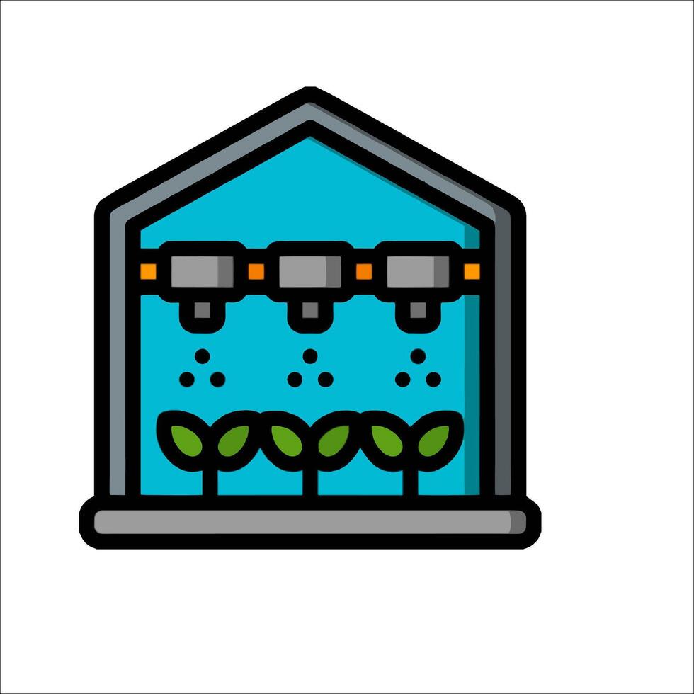 A house with a green house and plants inside vector