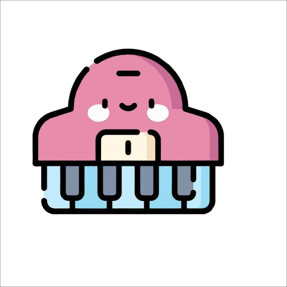 A pink piano with a blue key on it vector