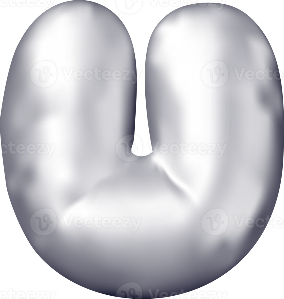 3d silver alphabet balloon single letter U png