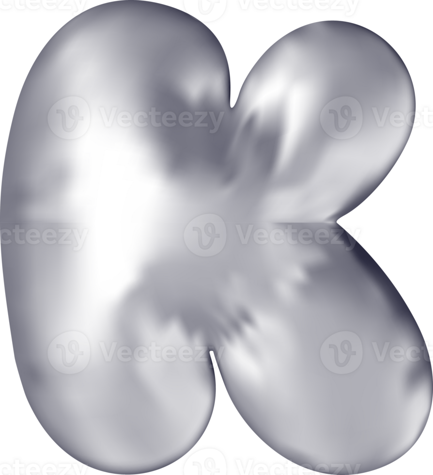 3d silver alphabet balloon single letter K png