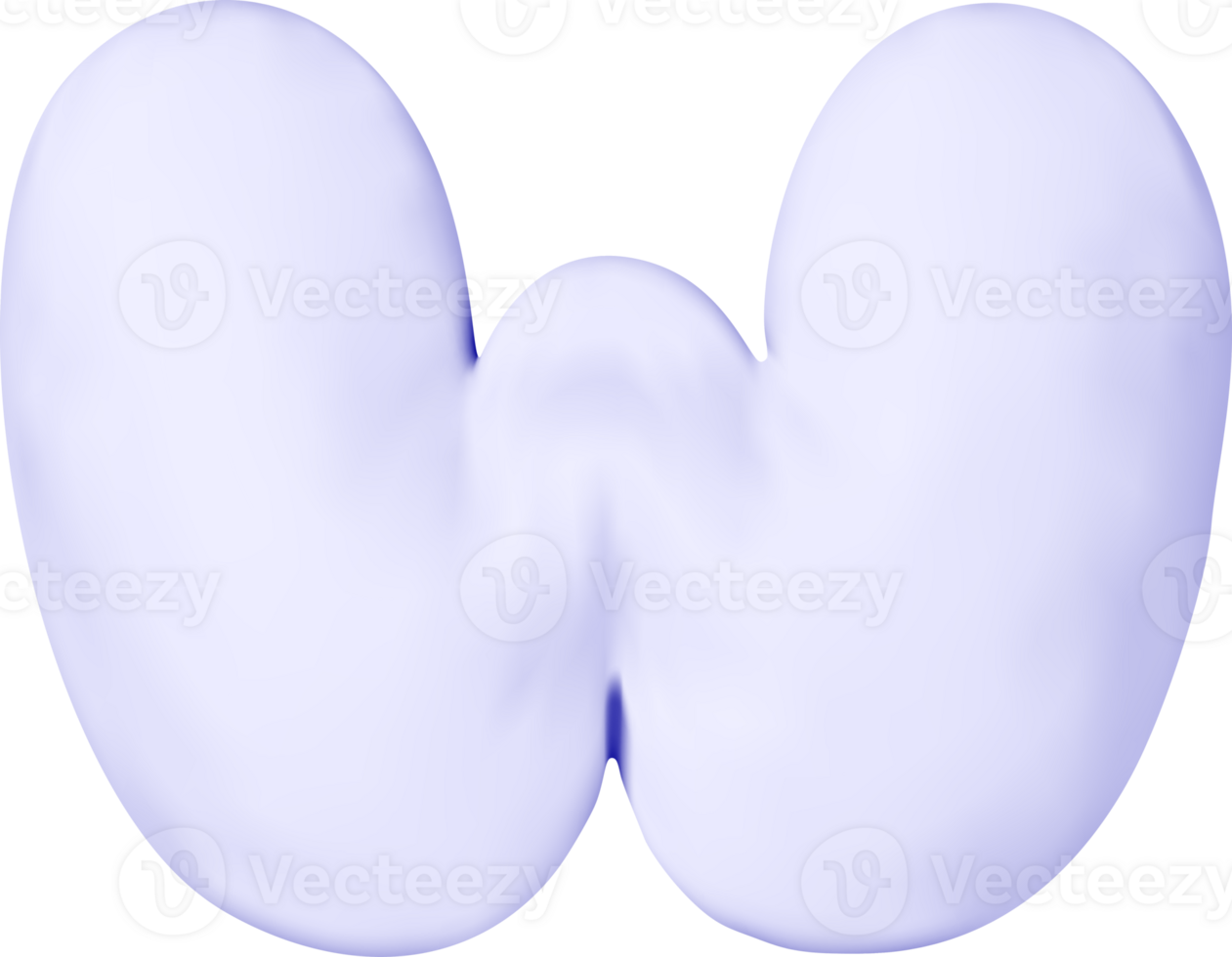 3d white alphabet balloon single letter W png