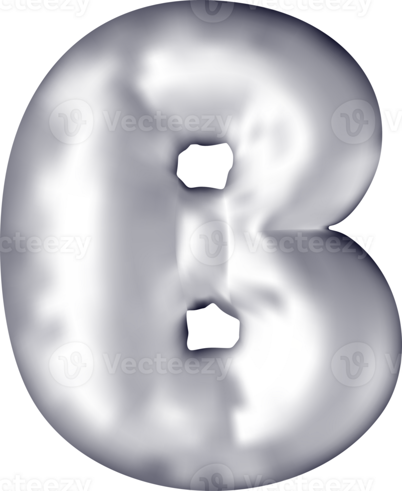 3d silver alphabet balloon single letter B png