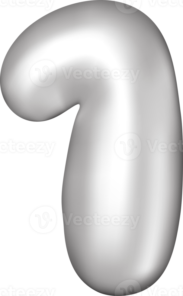 3D silver balloon number one png