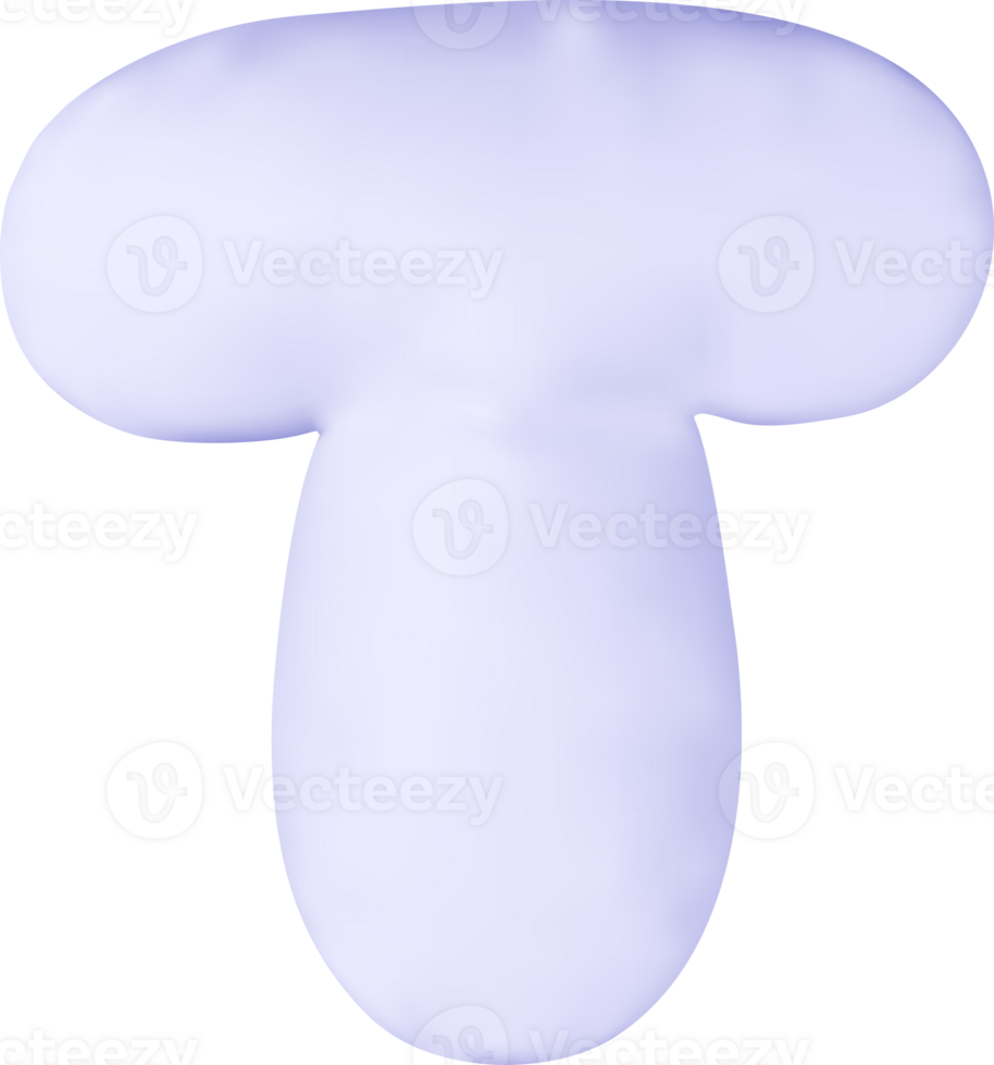 3d white alphabet balloon single letter T png