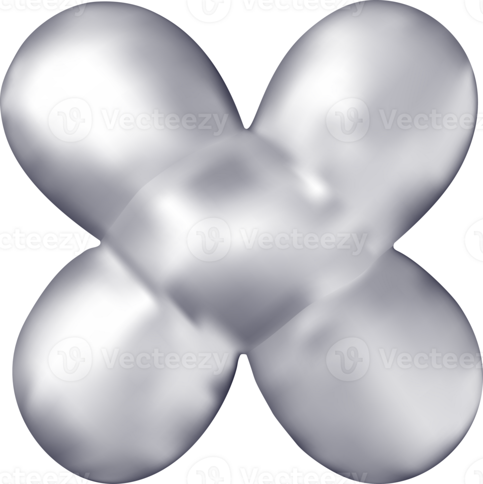 3d silver alphabet balloon single letter X png