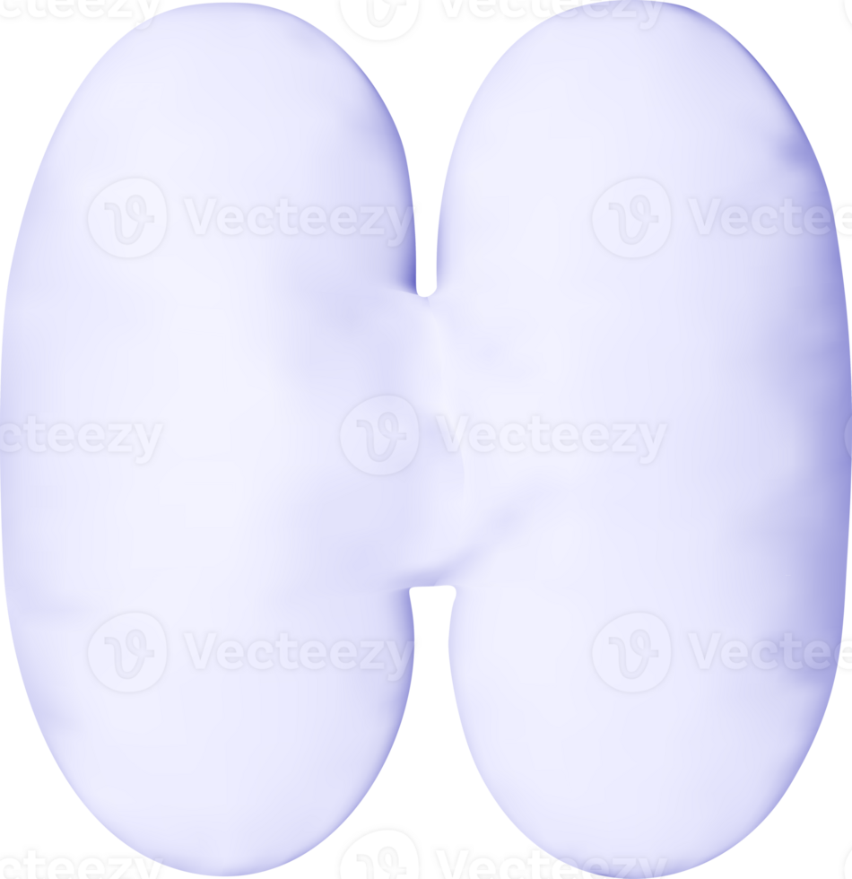 3d white alphabet balloon single letter H png