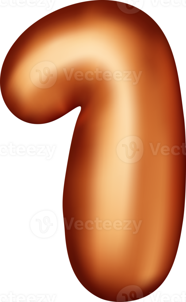 3D bronze balloon number one png