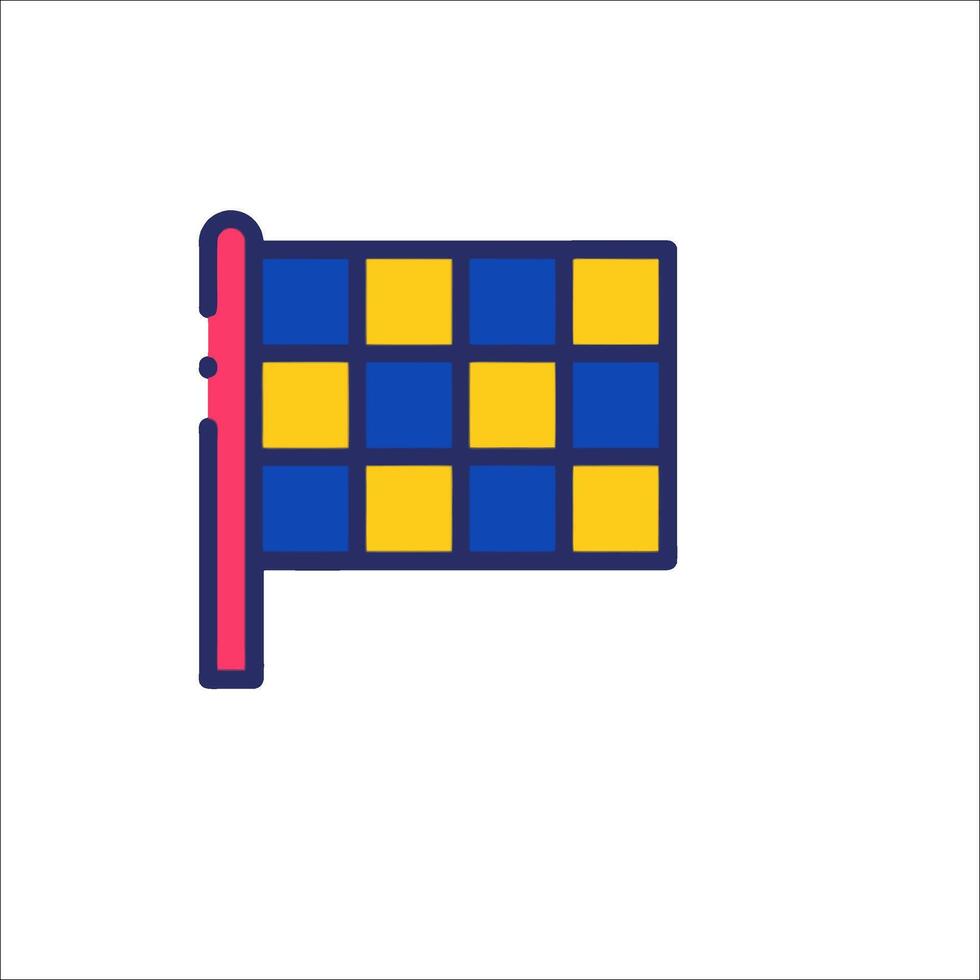 A yellow and blue checkered flag icon vector